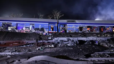 Reuters The damage to the side of the train