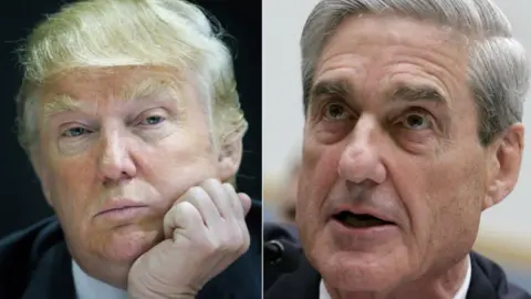 PA/reuters Side-by-side collage of President Trump and Robert Mueller