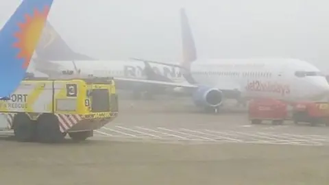 Jason Gwynn Ryanair plane clips a Jet2 plane at East Midlands Airport