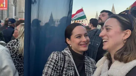 Two young Fidesz supporters in Budapest
