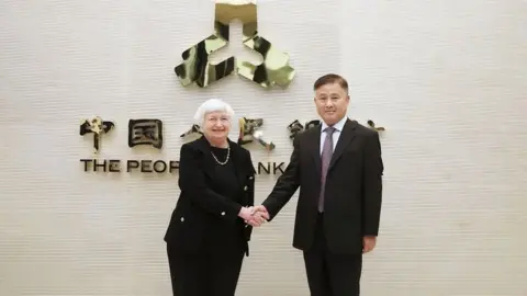 State Administration of Foreign Exchange Pan Gongsheng meets US Treasury Secretary Janet Yellen in China on 7 July.