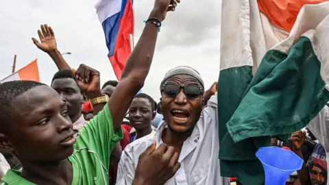 AFP Protesters have accused Ecowas of being influenced by France.