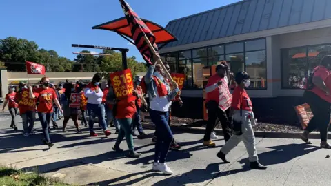 Fight for $15 McDonald's workers protest in Durham, North Carolina