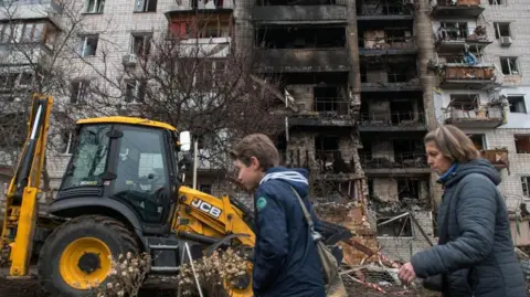 aftermath of Russian strike near Kyiv