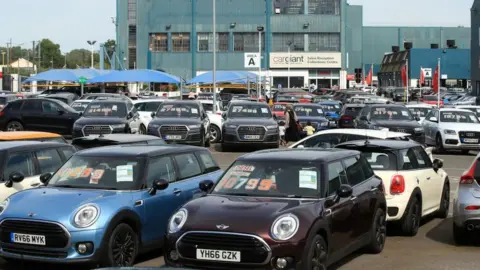 Getty Images used cars on forecourt 2020