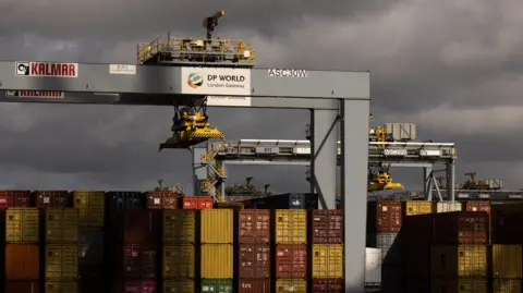 A view over London Gateway port, operated by DP World