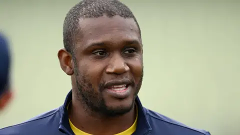 Keith Barker during a Warwickshire training session
