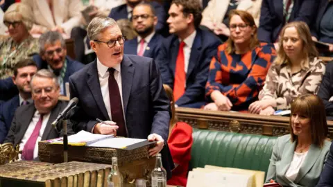 House of Commons Sir Keir Starmer speaking in the House of Commons during Prime Minister's Questions.