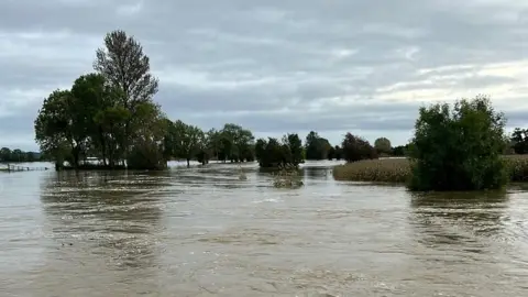 Freda Shaw Flooding near Boat House campsite in Llandrinio, Powys