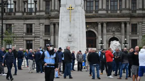 Getty Images Activists congregated at the cenotaph in George Square in Glasgow