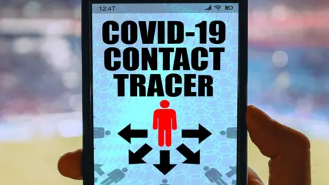 Getty Images Mock up of a Covid-19 contact-tracing app