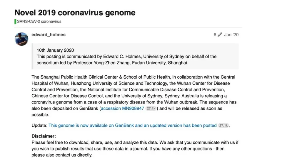 virological.org The post on virological.org on 10 January 2020