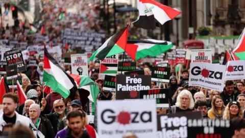 EPA-EFE/REX/Shutterstock A pro-Palestinian demonstration in London