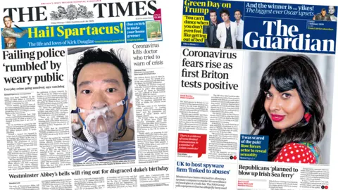 Times and Guardian front pages