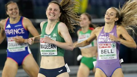 Ciara Mageean shows her joy after crossing the finishing line to win the women's 1500m title at the European Championships in Rome