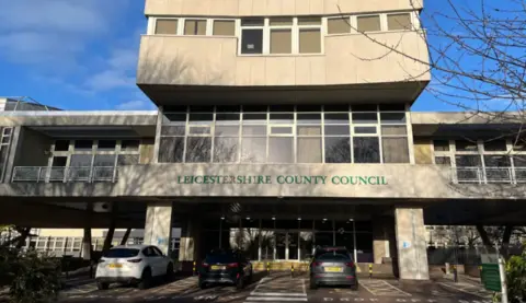BBC News The exterior of County Hall in Glenfield