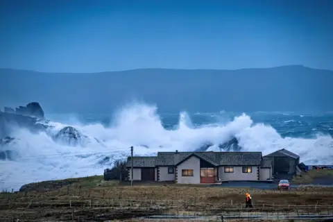 John Rollo Crashing waves in Shetland