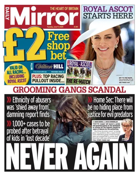 The headline on the front page of the Daily Mirror reads: 