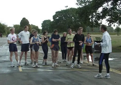 Parkrun Runners stand in Bushy Park in 2004