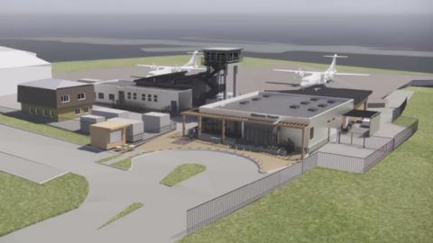 A 3D visualisation of the airport plans.
