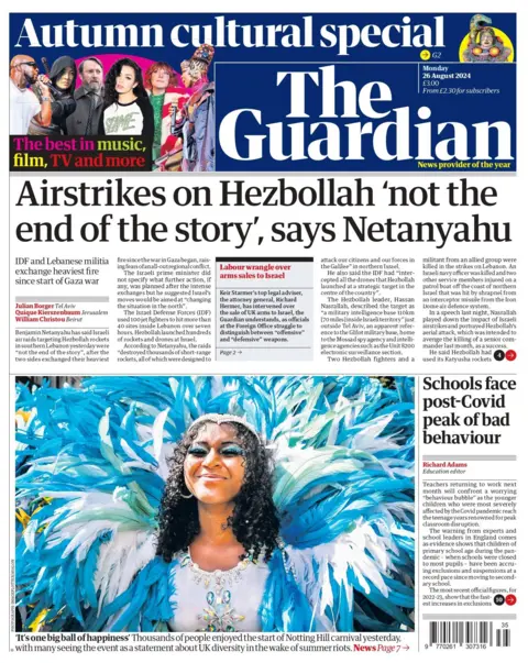 The Guardian says Israeli air raids on Hezbollah rockets in Lebanon  are 