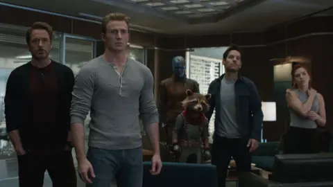 Disney/Marvel Robert Downey Jr, Chris Evans, Karen Gillan, Paul Rudd and Scarlett Johansson in Avengers: Endgame