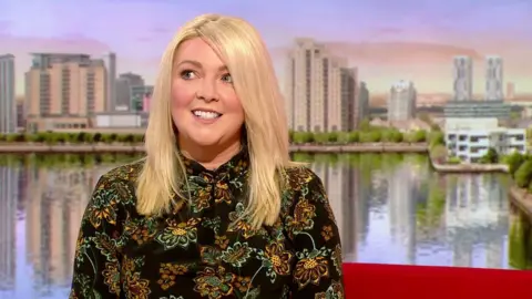 Rachel Pleasant on the BBC Breakfast sofa