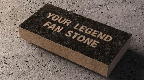 Northampton Town Football Club An artist impression example of how the stones will look. The engraving reads "your legend fan stone"