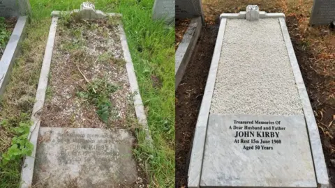 Kal Singh Dhindsa Before and after photos of John "Jack" Kirby's grave