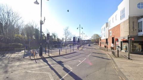 Staines-upon-Thames town centre on a sunny day