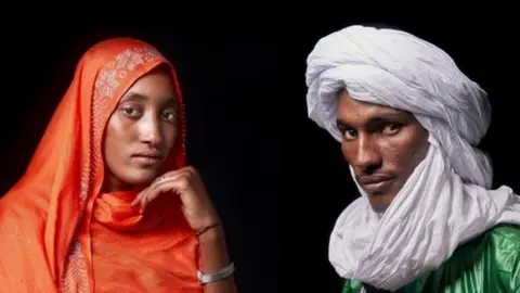 A BBC composite of three individual photo portraits that were taken by AFP.