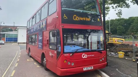 BBC A red Go North East bus in Chester-le-Street