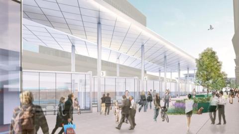 An artist's impression of what the regenerated Harlow bus station will look like