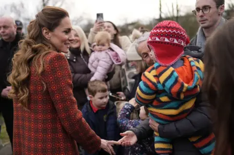 The Princess of Wales meeting wellwishers during a visit to Hiut Denim, a family-owned company based in Cardigan