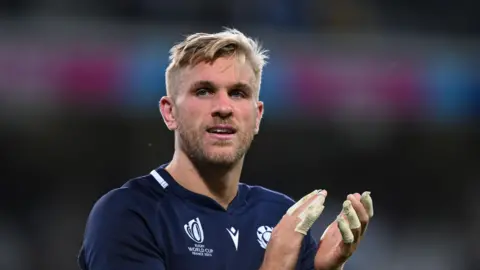 Chris Harris clapping spectators after a match at the 2023 Rugby World Cup in France 