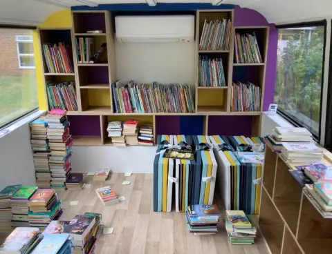 Bourn Primary School Bourn Primary School's library bus