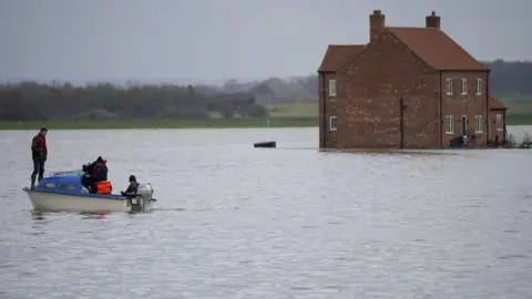 Getty Images A flooded farm in Lincolnshire