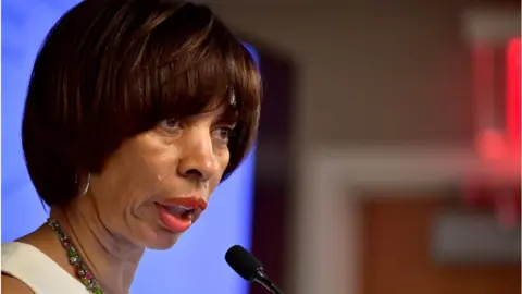 Paul Marotta/Getty Images Baltimore Mayor Catherine Pugh speaks at a session on Housing Affordbility the US Conference of Mayors on June 8, 2018