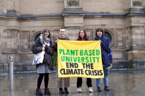 Plant-Based Universities Student campaigners outside McEwan Hall
