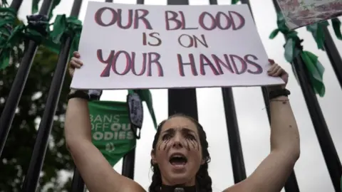 EPA  Pro-abortion protesters take part in Womens March in Washington DC