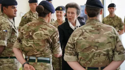 PA Media Princess Anne meets personnel at St Omer Barracks