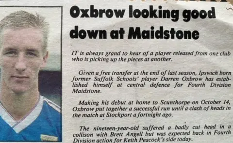 Contributed Newspaper cutting about Oxbrow's progress at Maidstone