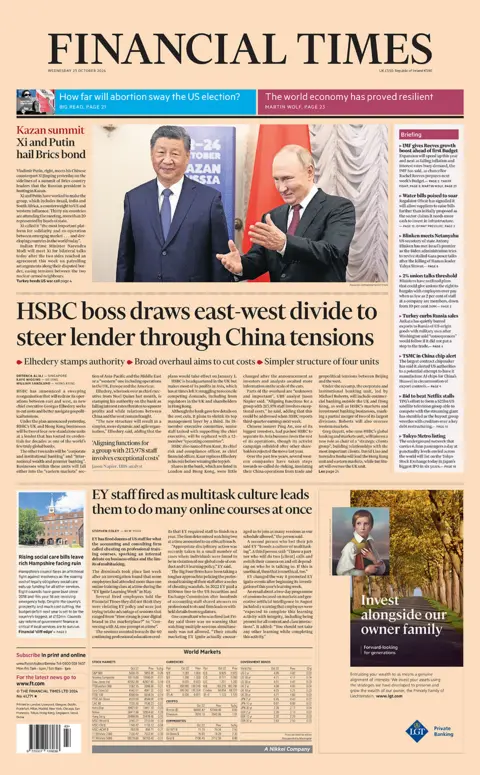 The headline in the Financial Times reads: 