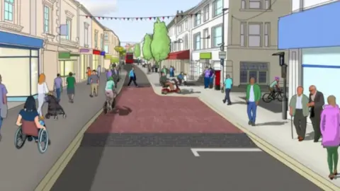 Teignbridge District Council An artist's impression of how Queen Street will look 