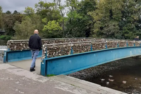 Sara Allen Jamie Allen on Weir Bridge in Bakewell