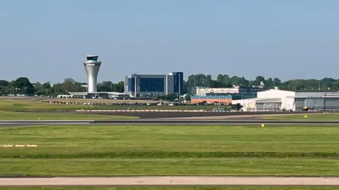 A view of Birmingham airport from a distance