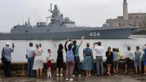 EPA People watch the arrival of a Russian warship in Havana, Cuba