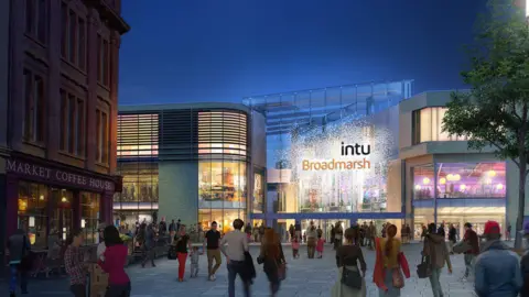 An artist's impression of intu's vision for the shopping centre with a glass front