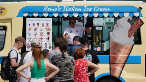 Scots at Loch Lomond queue up for an ice cream in front of an ice cream van