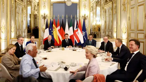 No 10 Downing Street handout Leaders meet in Paris